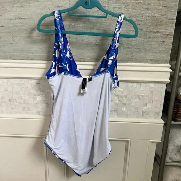 Floral Blue Women's One Piece Swimsuit - Picture 11 of 12